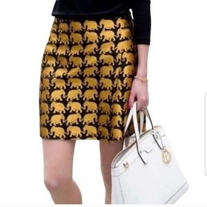 J CREW FACTORY gold black elephant lined straight mini skirt size 6